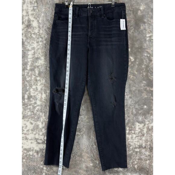 NEW Old Navy Sz 10 Button Fly Distressed High Rise Straight Jeans Slim Pockets - Picture 2 of 12
